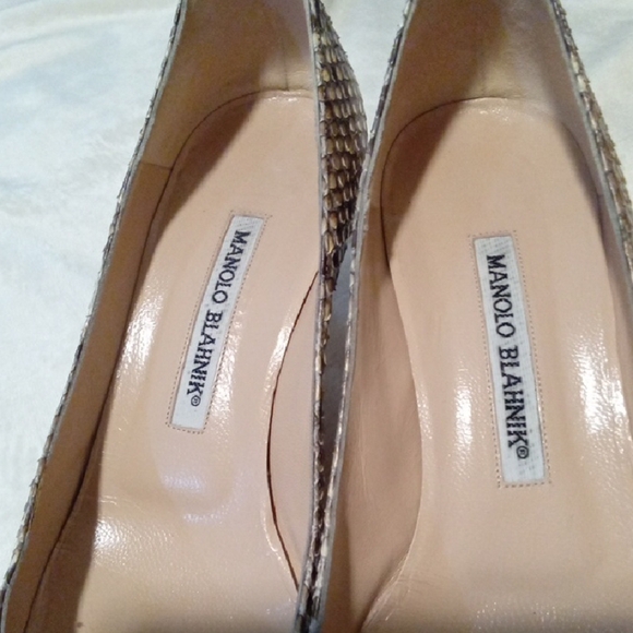 Manolo Blahnik Snakeskin Heels - Brown and Cream - Picture 6 of 6